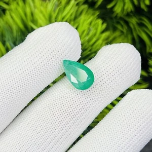 Certified Natural Emerald Pear 4.05 Carat Zambian Emerald Gemstone 14x9x5mm Pear - Picture 1 of 5