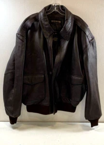 Sporty's Pilot Shop Vintage Brown Leather Bomber Jacket Men's XL Type A-2 - Picture 1 of 7