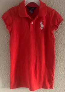 Polo Ralph Lauren Girls Short sleeve Shirt Dress Size 6X Orange - Picture 1 of 5