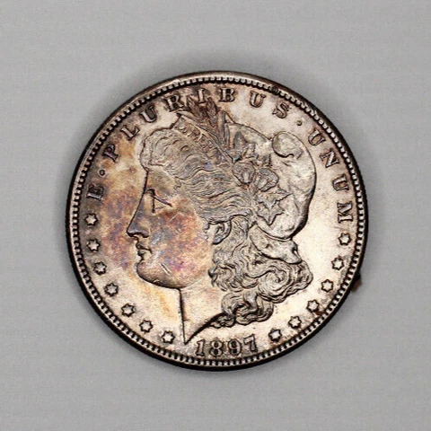 Beautifully Toned 1897 s $1 morgan silver dollar #sc41 Cover