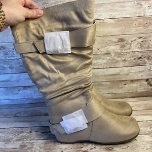 Journee Collection Jester Stone Wide Calf Tall Boots W/Buckles Size 9 NIB - Picture 1 of 12