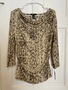 Style and Co Blouse Medium Women’s Snakeskin Scoop Neck Long Sleeve NWT - Picture 1 of 8