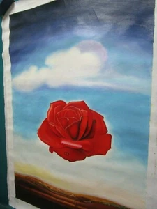 35 X 24" Rose Meditative Rose By Salvador Dali Reproduction In Oil On Canvas - Picture 1 of 5