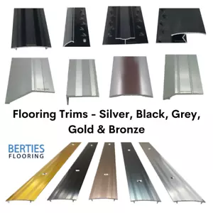 Flooring Edging Strip Trim - Metal Edge Bars For Vinyl , Tile , Laminate  Carpet - Picture 1 of 18