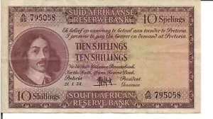 SOUTH AFRICA, 10 SHILLINGS, P#91d, 1954 - Picture 1 of 2