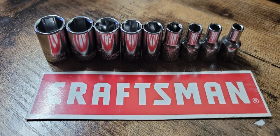 Craftsman 1/4" Drive 9 PC Piece 6 Pt Point SAE Inch Chrome Socket Set 5/32-1/2 - Image 1 of 1