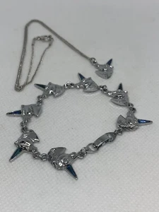 Vintage Unicorn Blue Color Enamel & Silvertone Bracelet & Matching necklace￼ 16” - Picture 1 of 7