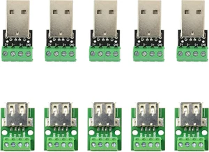 10Pcs USB 2.0 Type a Male and Female Breakout Board 4 Pins 2.54Mm Output with Te - Picture 1 of 12