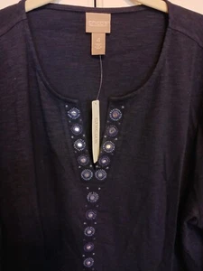Chico's Mirrored Notched IMidnight Tunic, Size 4 NWT - Picture 1 of 6