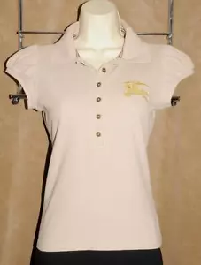 BURBERRY - Khaki Tan - Cotton Blend - Polo Style Shirt Cap Sleeve sz S *Poland! - Picture 1 of 1