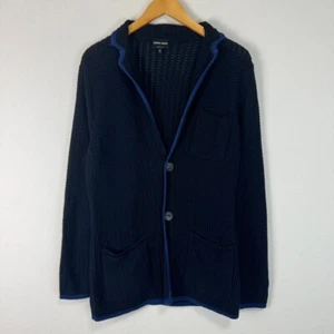 GIORGIO ARMANI Knit Cardigan Knit Jacket Made in Italy Size 46 Navy - Picture 1 of 6