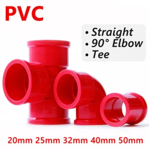 PVC Pipe Fittings Connector Straight Elbow Tee Adapter Solvent Weld Red Thicker - Picture 1 of 7