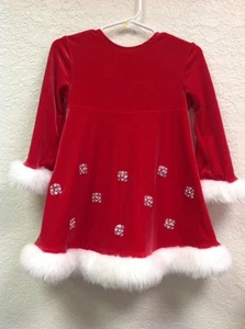Bonnie Baby Rojo y Blanco Vestido de Navidad 24 mos mangas largas invierno - Imagen 1 de 6