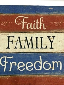 Faith Family Freedom Accent Throw Pillow 17” Rustic, Farmhouse, Country EUC (2) - Picture 1 of 10