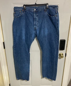Levis Jeans Mens 44x34 Blue Denim 501 XX Big E Button Fly Waterless Stretch - Picture 1 of 18