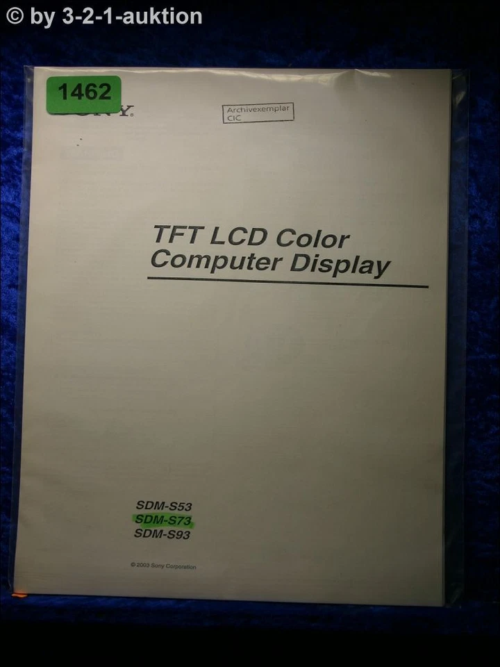 Sony Manuale Di Istruzioni SDM S53 /S73 /S93 Monitor Per Computer (#1462) - Immagine 1 di 1