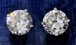 4 ct tw Earrings Top Russian CZ Moissanite Simulant Best Faux Solid 14kt Gold W - Picture 1 of 2