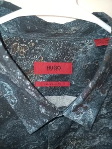 HUGO BOSS RED LABEL Ero3-W Button Front Shirt Men's L Extra Slim Fit - Picture 1 of 10