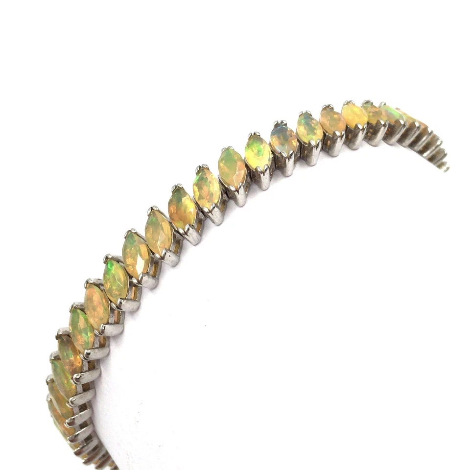 Bracciale 18 cm argento 925 opale bracciale tennis 5.8ct multicolore donna... - Immagine 1 di 4