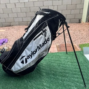TaylorMade Stand Golf Bag Nylon 6-Way Divider Black White w/ Rain Cover - Picture 1 of 10