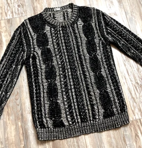 Vintage DIOR Chunky-Knit Cotton-Cashmere-Silk Crew Sweater - Size S [p2p 20.5''] - Picture 1 of 7