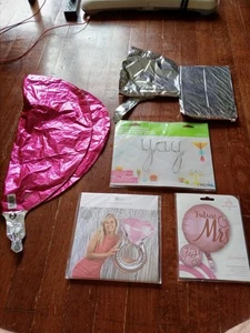 6 Balloon Set including Diamond Ring Foil, Future Mrs Balloons, YAY, Pink heart - Picture 1 of 11