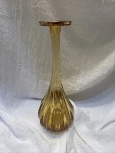 Teal MURANO STYLE VASE Hand Blown Control Bubble 11.5” Swirl - Picture 1 of 10