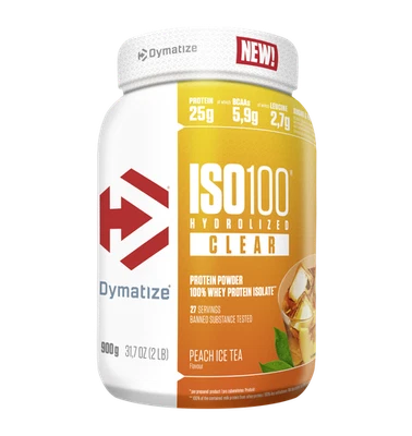 DYMATIZE Whey Protein Pulver Shake ISO 100 Hydrolyzed Clear Peach Ice Tea 900 g