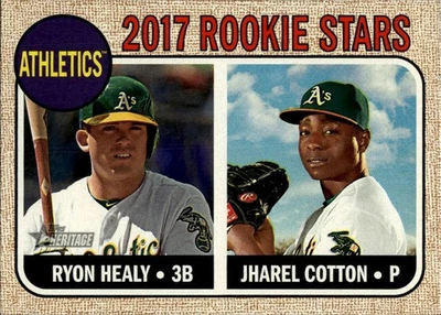2017 Topps Heritage #199 Athletics 2017 Rookie Stars Ryon Healy / Jharel Cotton - Image 1 of 2