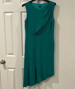 Ann Taylor Green Sleeveless Midi Dress With Asymmetrical Hem Women’s Medium - Picture 1 of 5