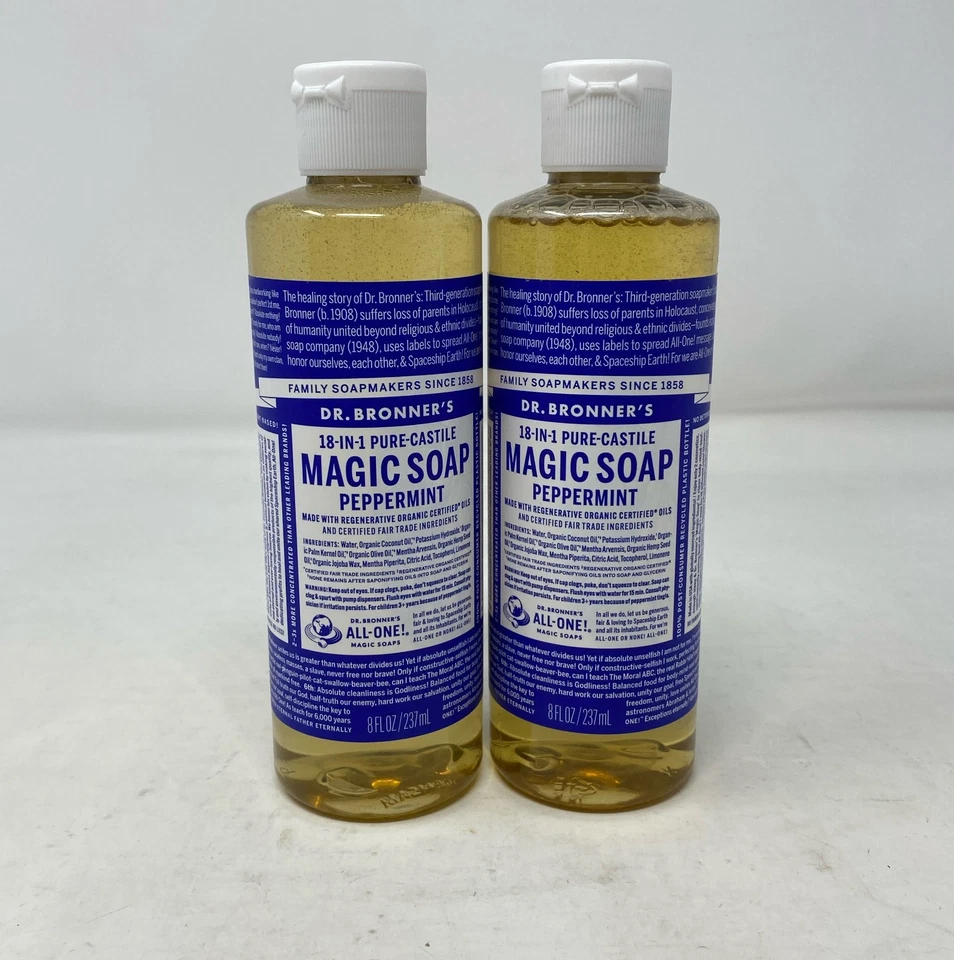 Dr. Bronner’s Pure-Castile Liquid Soap - Peppermint 8 oz 2-Pack • 18-in-1 - Image 1 of 4