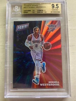 2017 Panini National Russell Westbrook SSP /49 RAINBOW SPOKES REFRACTOR BGS 9.5  - Image 1 of 3