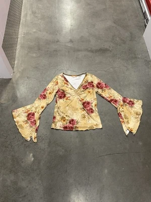 Blusa Y2K Vintage Para Mujer Manga Campana Floral Top Talla Grande Manga Larga Foto 1 de 4