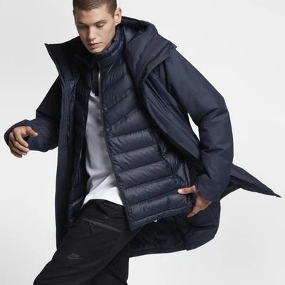Nike Hombres Talla L NSW Tech Aeroloft 3-en-1 Parka Relleno Azul Marino Chaleco Chaqueta con Capucha Foto 1 de 4
