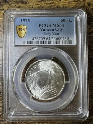 VATICAN CITY Paul VI 500 Lire 1975 Silver PCGS MS64 Holy Year Silver KM-131 - Image 1 of 4