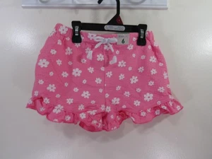 New 365 Kids Seersucker Shorts Size 6 Pink White Flowers Elastic Waist - Picture 1 of 5