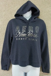 Aeropostale Hoodie Women’s Medium Navy New York Graphic Pullover Sweatshirt - Picture 1 of 12