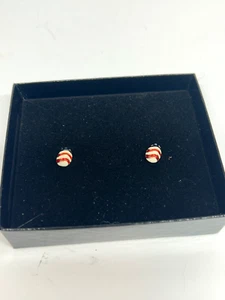 Vtg Joan Rivers Gold Tone Enamel USA Flag Egg Stud Earrings - Picture 1 of 5