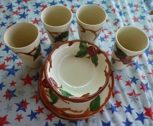 Franziskaner Apfel 4 Salatteller B 8" 4 Schüsseln B 6" 4 Gläser H 5" - Bild 1 von 8
