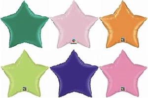 20" Star Shape Foil Mylar Qualatex Solid Colors Party Balloon Event Decorations - Picture 1 of 7