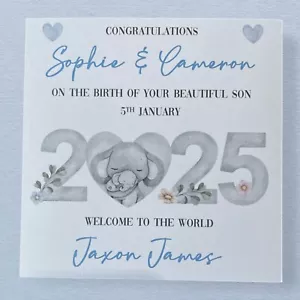 Personalised New Baby Boy/Girl Card 2025 - Birth of Son/Daughter Congratulations - Imagen 1 de 11