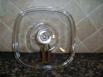 VTG PYREX A-12-C CORNING WARE CLEAR GLASS REPLACEMENT SQUARE 10" DOME LID ONLY - Image 1 of 4