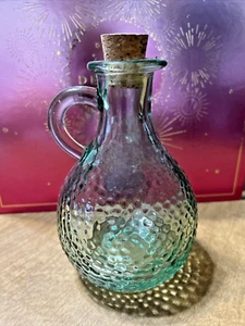 Vintage Small 6oz Canada Green Textured Glass Decanter Jug with stopper - Picture 1 of 4