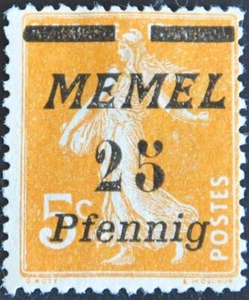 WW1 MEMEL E PRUSSIA (NOW KLAIPEDA LITHUANIA) FRENCH 5c STAMP(S) w 25PF SURCHARGE - Picture 1 of 4