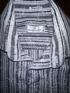 Bugatchi Uomo Camicia Uomo Manica Lunga Bottoni Taglia S Bianco e Nero - Foto 1 di 8