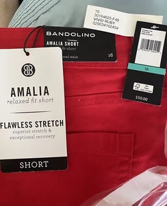 Bandolino (rot) Vivid Ruby Amalia lockere Passform Shorts Größe 16 neu mit Etikett 0001 - Bild 1 von 4
