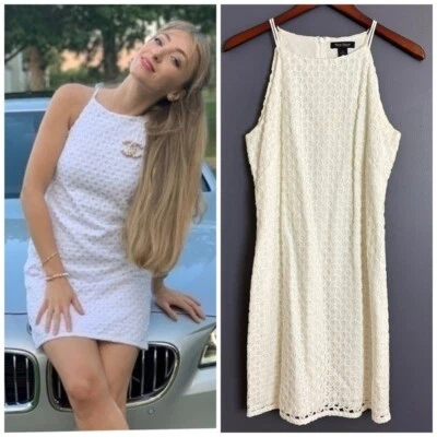 Mini Vestido Casa Blanca Mercado Negro Blanco Encaje Algodón Cuello Alto Talla 8 Foto 1 de 4