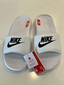 NIKE Victori One White w/Black Trim Slides. #CN9677. Women’s Size 9. NEW. - Picture 1 of 9