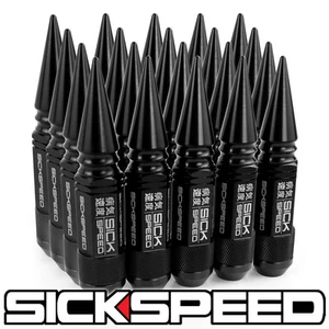 SICKSPEED 20PC BLACK SPIKED ALUMINUM EXTENDED 108MM 3 PC LUG BOLT 12X1.5 B01 - Picture 1 of 1