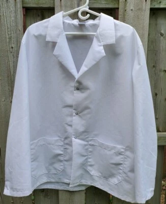 NEW MEN'S RED KAP, PROJECT, WHITE LAB COAT. XL LONG SLEEVE. SNAP BUTTON FRONT.  - Image 1 of 4